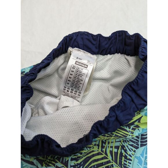 Nabaiji Decathalon Little Boys 3-4 4T Swim Trunks Lined Tropical Green Blue - Picture 3 of 5